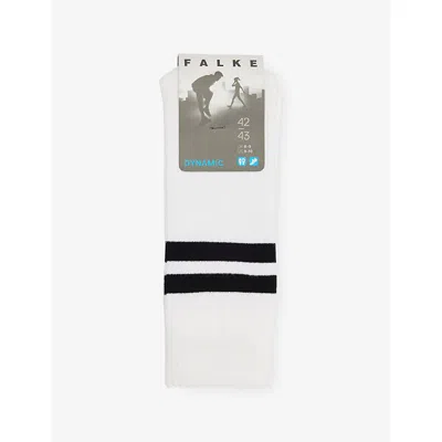 Falke Mens Offwhite Dynamic Stripe-trim Stretch-cotton Socks In White