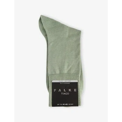Falke Mens Pale Olive Mid-calf Cotton-blend Knitted Socks