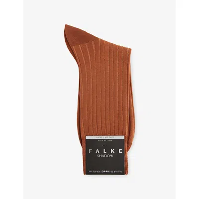 Falke Mens Rosewood Shadow Striped Cotton Socks In Brown