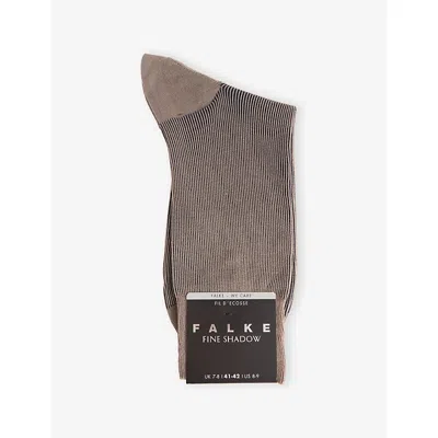 Falke Mens Silbergrau Fine Shadow Cotton-blend Socks In Silver