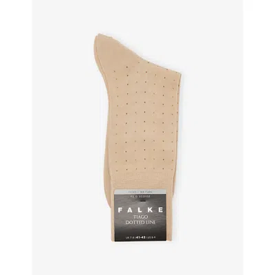 Falke Mens Silk Tiago Dotted Line Cotton-blend Socks In Brown