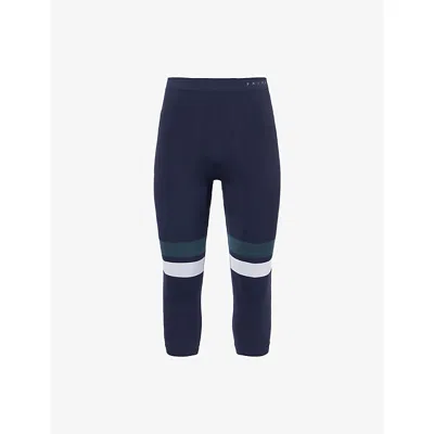 Falke Mens  Ergonomic Sport System 3/4 Men Maximum Striped  Stretch-woven Sports Tights In Blue