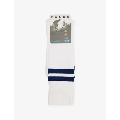 Falke Mens White Dynamic Stripe-trim Stretch-cotton Socks