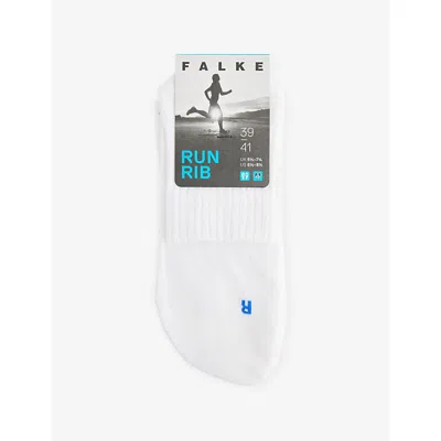 Falke Mens White Run Rib Cotton-blend Socks In Multi