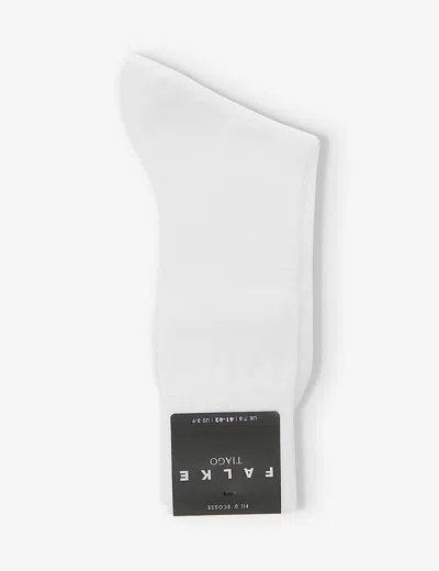Falke Mens White Tiago Stretch-organic Cotton Blend Socks