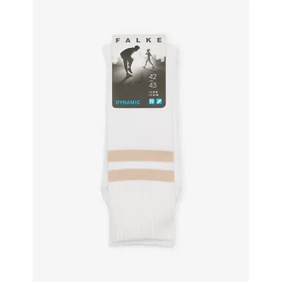 Falke Mens White-cream Dynamic Stripe-trim Stretch-cotton Socks