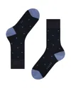 Falke Mercerized Cotton & Nylon Dot Dress Socks In Dark Navy