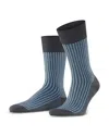 Falke Mercerized Cotton & Nylon Two Tone Stripe Jacquard Dress Socks In Anthracite Melange