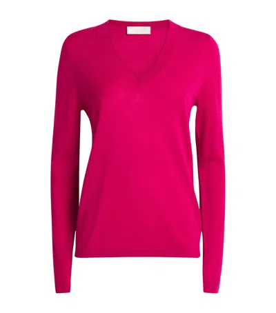 Falke Merino Wool Extra-fine V-neck Sweater In Pink