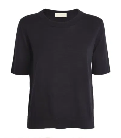 Falke Merino Wool T-shirt In Navy