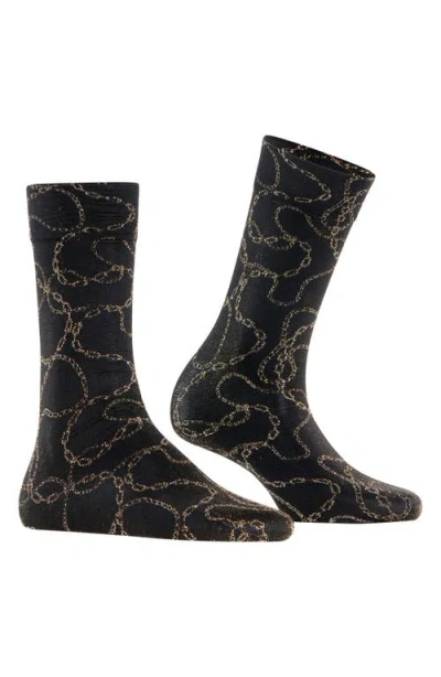 Falke Metallic Jewel Case Crew Socks In Black
