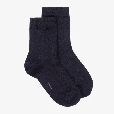 Falke Navy Blue Cotton Ankle Socks In Black