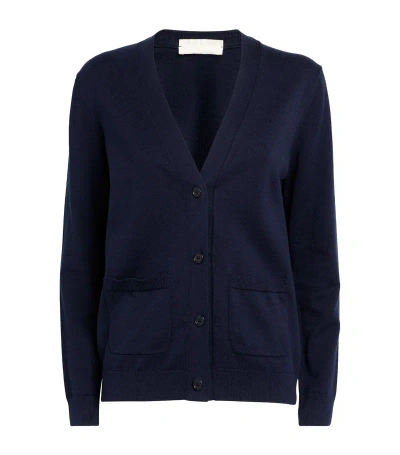 Falke Organic Cotton Cardigan In Navy