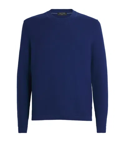 Falke Organic Cotton Crew-neck Sweater In Blue