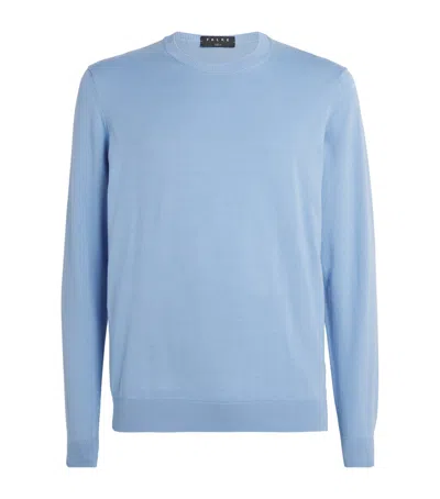 Falke Organic Cotton Crew-neck Sweater In Blue