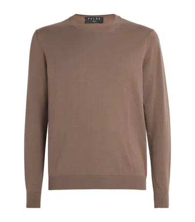 Falke Organic Cotton Crew-neck Sweater In Brown