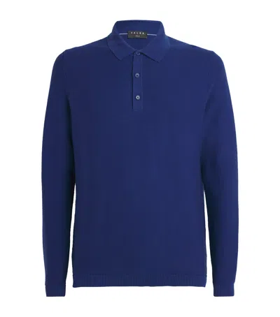 Falke Organic Cotton Interlock-knit Polo Shirt In Blue