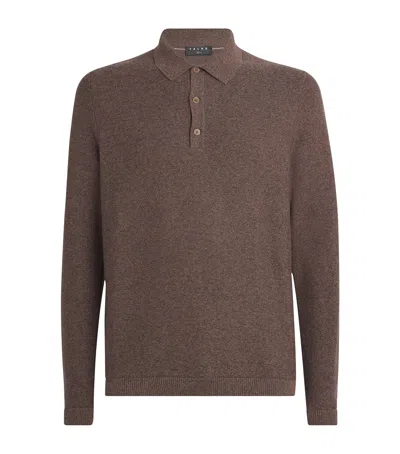 Falke Organic Cotton Interlock-knit Polo Shirt In Brown