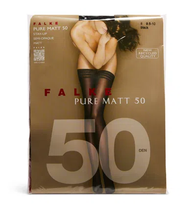 Falke Pure Matt 50 Hold-up Stockings In Black