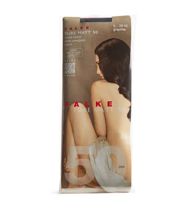 Falke Pure Matt 50 Knee-high Socks In Grey