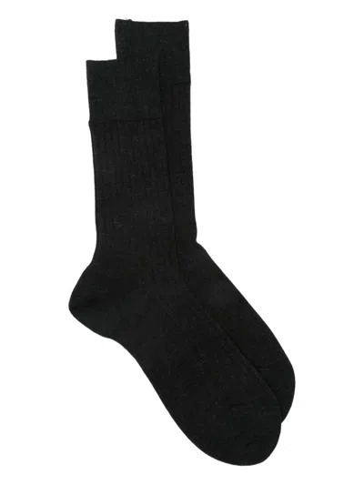 Falke Ribbed Wool Socks In Black
