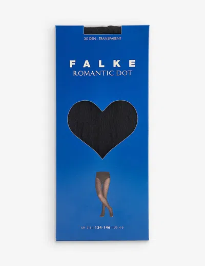 Falke Boys Black Kids Romantic Dot Logo-print Stretch-woven Tights