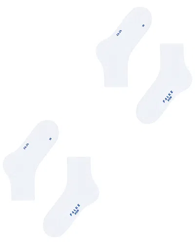 Falke Run Cotton Blend Solid Ribbed Ankle Socks, Pack Of 2 In White