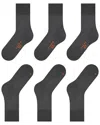 Falke Run Crew Socks, Pack Of 3 In Dark Grey