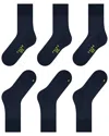 Falke Run Crew Socks, Pack Of 3 In Marine