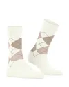 Falke Argyle Organic Cotton Blend Crew Socks In Off-white