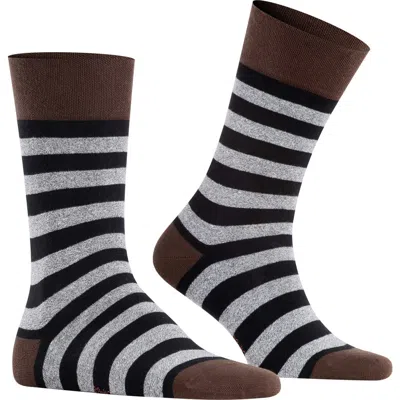 Falke Mapped Line Cotton Blend Mid Calf Socks In Henne