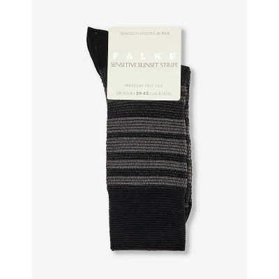 Falke Womens 3000 Black Sensitive Sunset Stripe Knitted Socks