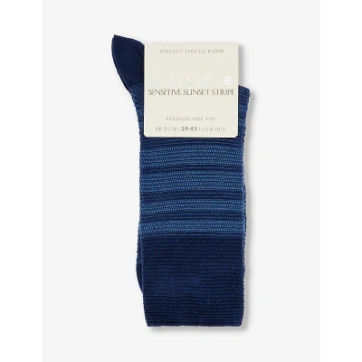 Falke Womens 6116 Space Blue Sensitive Sunset Stripe Knitted Socks