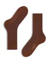 Falke Shadow Mercerized Cotton & Nylon Dress Socks In Brown