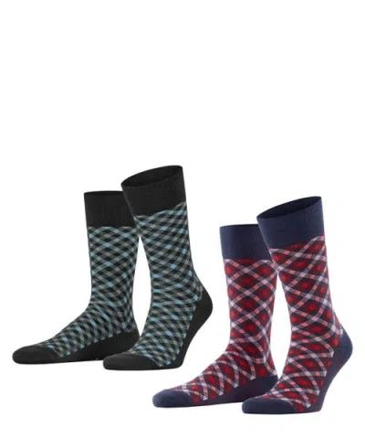 Falke Smart Check 2-pack Dress Socks In Blue