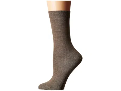 Falke Softmerino Socks Women's Crew Cut Socks Shoes Pebble: Eu 35-36 (us Women's 5-6), Cotton/merino/polya In Brown