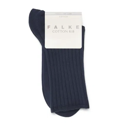 Falke Stretch-cotton Ribbed Socks In Blue