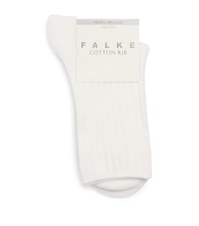 Falke Stretch-cotton Ribbed Socks In White