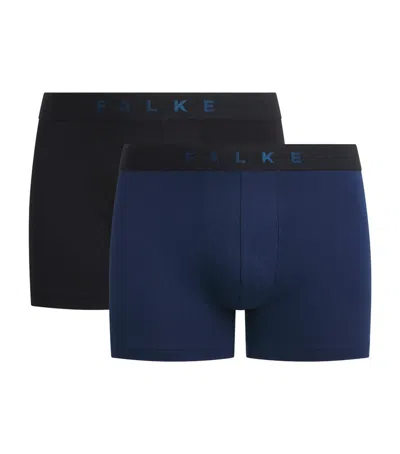 Falke Stretch-egyptian Cotton Boxer Briefs In Blue
