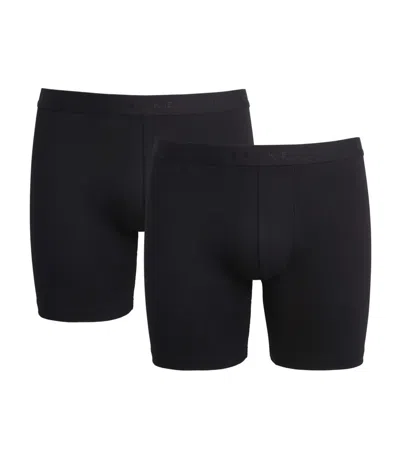 Falke Stretch-egyptian Cotton Boxer Briefs In Black
