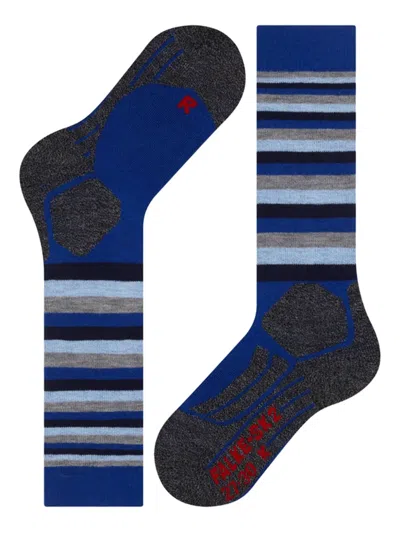 Falke Kids' Striped Ski Socks (pack Of Two) In Blue