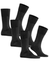Falke Tiago Cotton Blend Solid Crew Socks, Pack Of 3 In Black