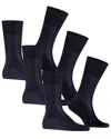 Falke Tiago Cotton Blend Solid Crew Socks, Pack Of 3 In Dark Navy