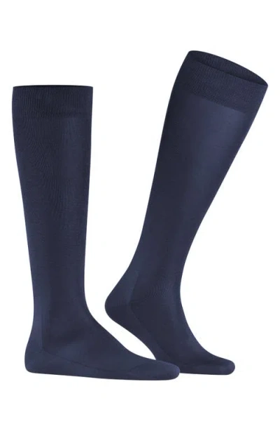 Falke Cotton Blend Fil D'ecosse Knee High Socks In Dark Navy