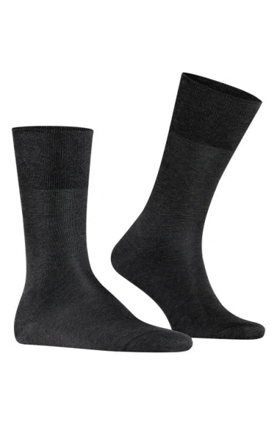 Falke Tiago Organic Cotton Dress Socks In Anthracite
