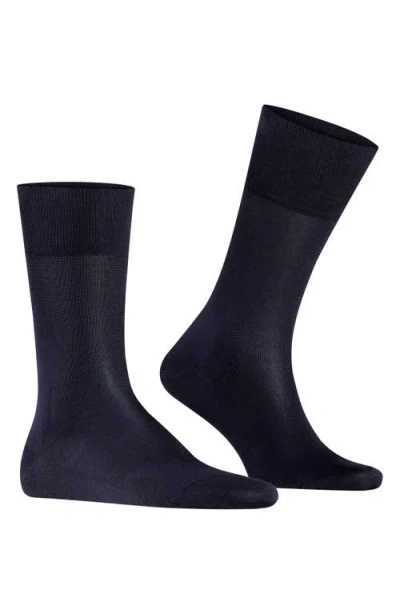 Falke Tiago Organic Cotton Dress Socks In Dark Navy