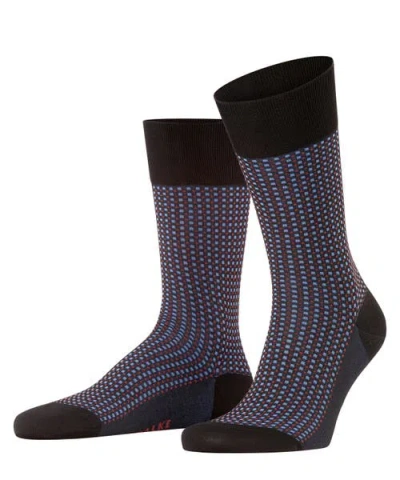 Falke Uptown Tie Patterned Dress Socks In Black