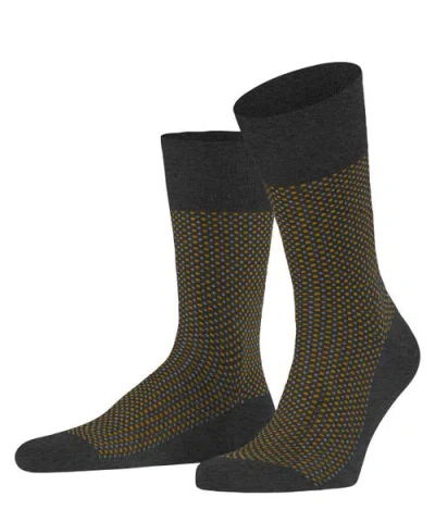 Falke Uptown Tie Patterned Dress Socks In Gray