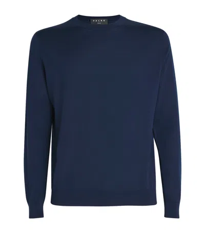 Falke Virgin Wool Crew-neck Sweater In Navy