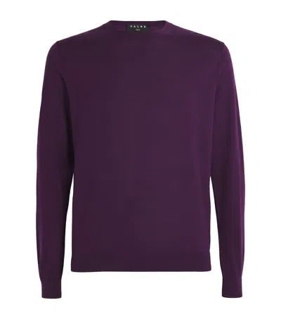 Falke Virgin Wool Crew-neck Sweater In Purple